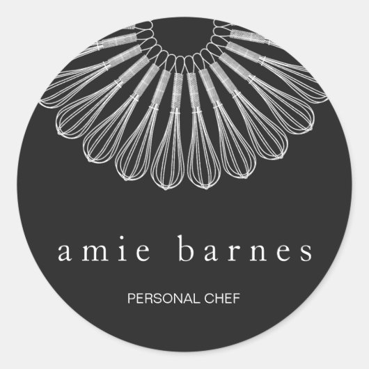 Pastry Chef Black White Whisk Logo bakkerij Ronde Sticker (Voorkant)