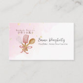 Pastry Chef Bow Baking Utensil Waterverf Roze Visitekaartje (Voorkant)