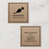 Pastry Chef Cupcake Cake Bakery Rustic Kraft Vierkante Visitekaartje (Voorkant / Achterkant)