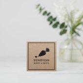 Pastry Chef Cupcake Cake Bakery Rustic Kraft Vierkante Visitekaartje (Staand voorkant)