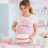 Pastry chef roze script slogan schort