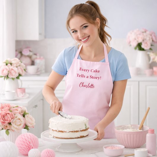 Pastry chef roze script slogan schort