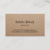 Pastry Chef Sweet Cake Logo Bakery Rustic Kraft Visitekaartje (Achterkant)