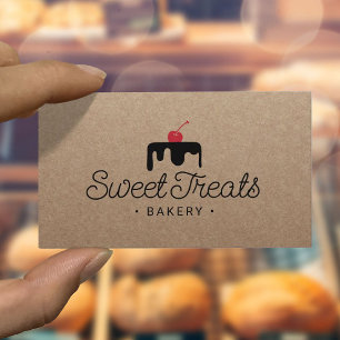 Pastry Chef Sweet Cake Logo Bakery Rustic Kraft Visitekaartje