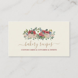 Pastry Chef Zelfgemaakte Bakkerij Beige Rode Bloem Visitekaartje