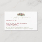 Pastry Chef Zelfgemaakte Bakkerij Groene Rode Bloe Visitekaartje (Achterkant)