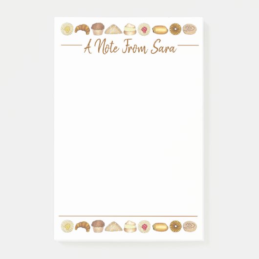 Pastry Tray Croissant Danish Muffin Bked Goods Post-it® Notes (Voorkant)