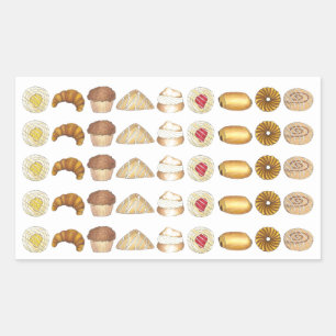 Pastry Tray Croissant Danish Muffin Bked Goods Rechthoekige Sticker