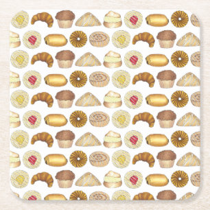 Pastry Tray Croissant Danish Muffin Bked Goods Vierkante Kartonnen Onderzetter