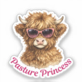 Pasture Princess Cute Funny Highland Cow Sticker (Voorkant)