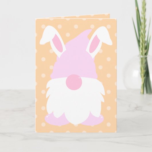 Pat Pastel Polka Dot Gnome Bunny Feestdagen Kaart (Voorkant)