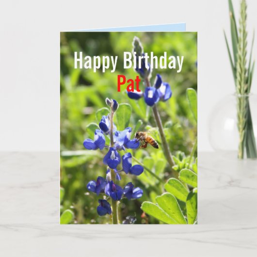 Pat Texas Bluebonnet Happy Birthday Kaart (Voorkant)