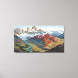 Patagonia Berglandschap – Levendig Acryl Kunst Canvas Afdruk