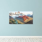 Patagonia Mountain Landscape – Vibrant Acrylic Art Canvas Afdruk (Insitu (Houten vloer))