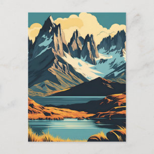 Patagonië Vintage Reisposter Stijl Landschap Briefkaart