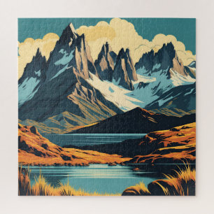 Patagonië Vintage Reisposter Stijl Landschap Legpuzzel