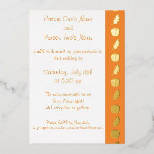 Patch citrouille dans Orange Foil Invitation