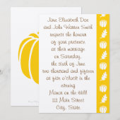 Patch citrouille en Faire-part de mariage jaune (Devant / Derrière)