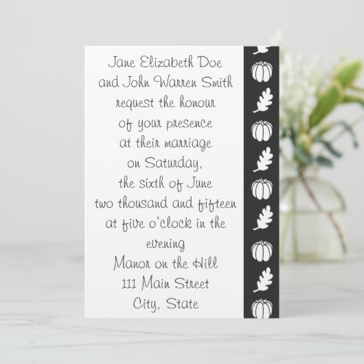 Patch citrouille en Faire-part de mariage noir (Debout devant)