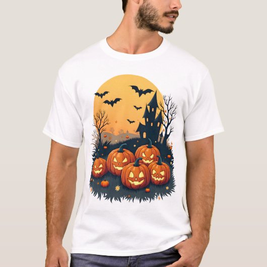 Patch de citrouille effrayant - T-shirt Halloween (Devant)