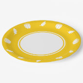 Patch de citrouilles sur assiette en papier jaune (Angle)