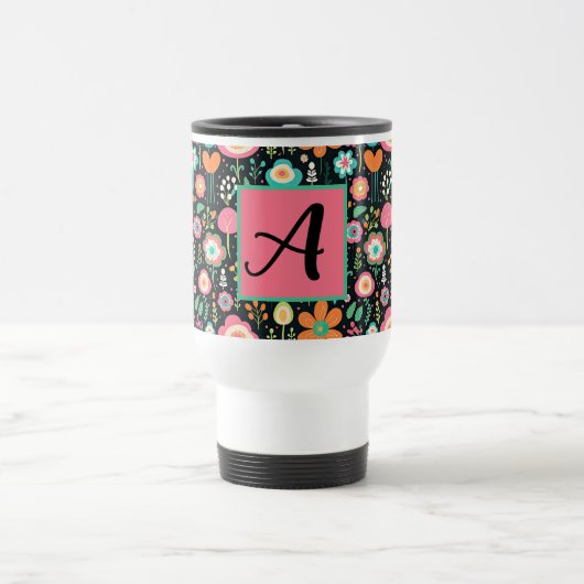 Patch de fleur lunaire sur Mug Noir (Centre)