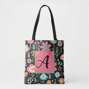 Patch de fleur lunaire sur Sac fourre-tout noir