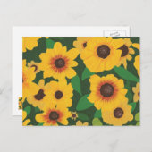 Patch de tournesol jaune peinture sur cartes posta (Devant / Derrière)