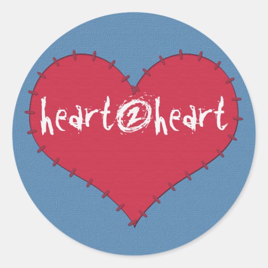 Patch Hart rood op blauwe sticker (Voorkant)