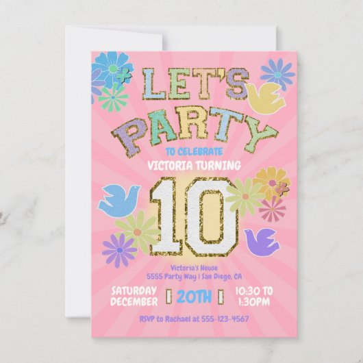 Patch Letter Verjaardagsfeestje Retro Preppy Hippi Kaart (Voorkant)