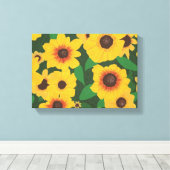 Patch of Yellow Sunflower Painting Wrapped Canvas Afdruk (Insitu (Houten vloer))