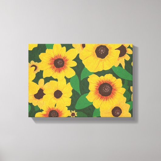 Patch of Yellow Sunflower Painting Wrapped Canvas Afdruk (Voorkant)