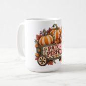 Patch Perfect Herfst Pompoen Kar Koffiemok (Voorkant links)