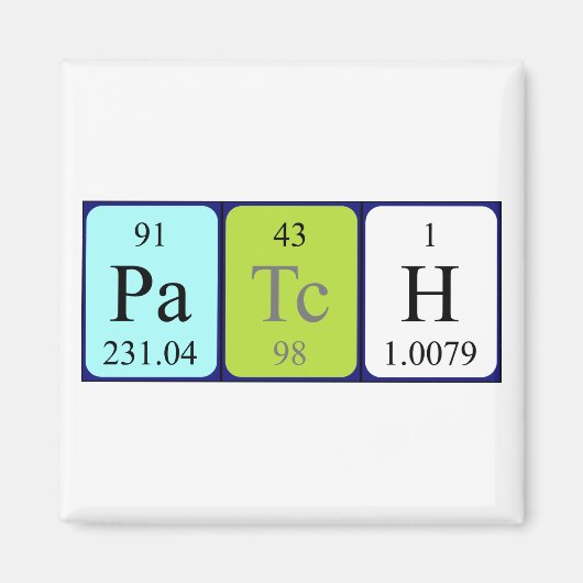 Patch periodieke table name magnet magneet (Voorkant)