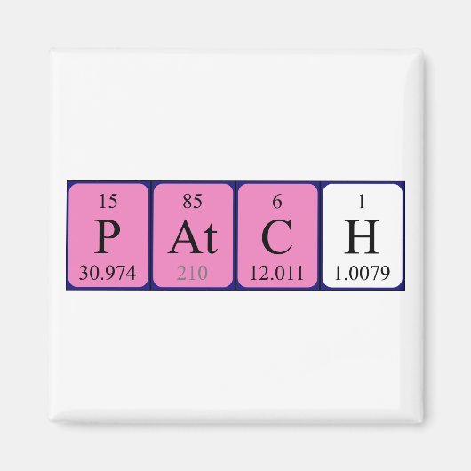 Patch periodieke table name magnet magneet (Voorkant)