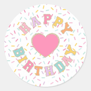 Patch Preppy Letter Verjaardag Ronde Sticker