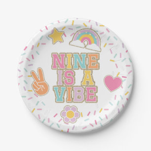 Patch Preppy Nine is a Vibe 9e Verjaardag Papieren Bordje