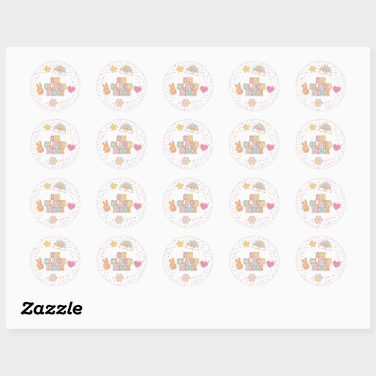 Patch Preppy op Cloud Nine 9e verjaardag Ronde Sticker (Vel)