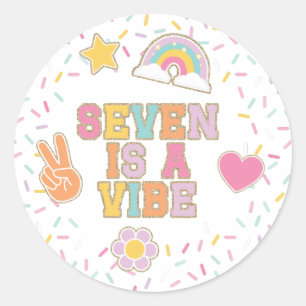 Patch Preppy Seven is een vibe-verjaardag Ronde Sticker