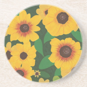 Patch van gele zonnebloemen op Drink Coasters Zandsteen Onderzetter