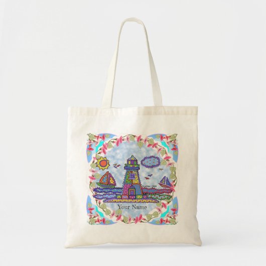 Patch vuurtoren boodschappentas tote bag (Voorkant)