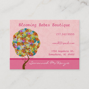 Patch Work Tree op roze Visitekaartjes