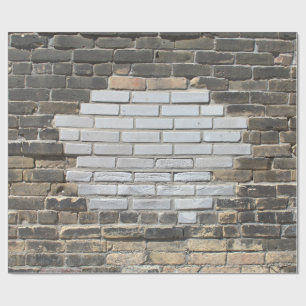 Patches Grey and White Brick Wall Cadeaupapier