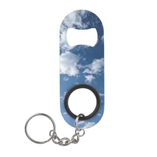 Patches van witte wolken mini flessenopener (Voorkant)
