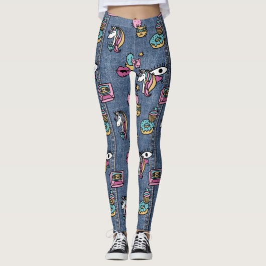 patchs unicorne denim leggings (Devant)