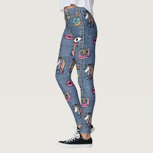patchs unicorne denim leggings (Gauche)