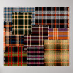 patchwerkpatronen, tartan-ontwerp, oppervlak poster