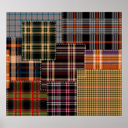 patchwerkpatronen, tartan-ontwerp, oppervlak poster (Voorkant)