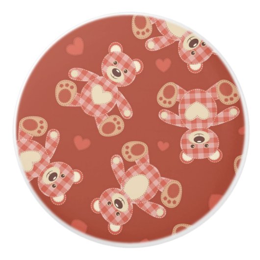 Patchwerkpatroon beer keramische knop (Voorkant)