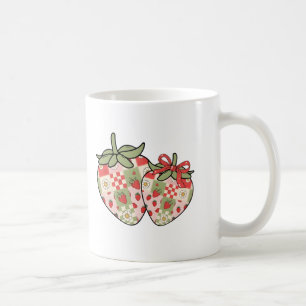 Patchwork Aardbei Hartjes Schattig Coquette Kunst Koffiemok